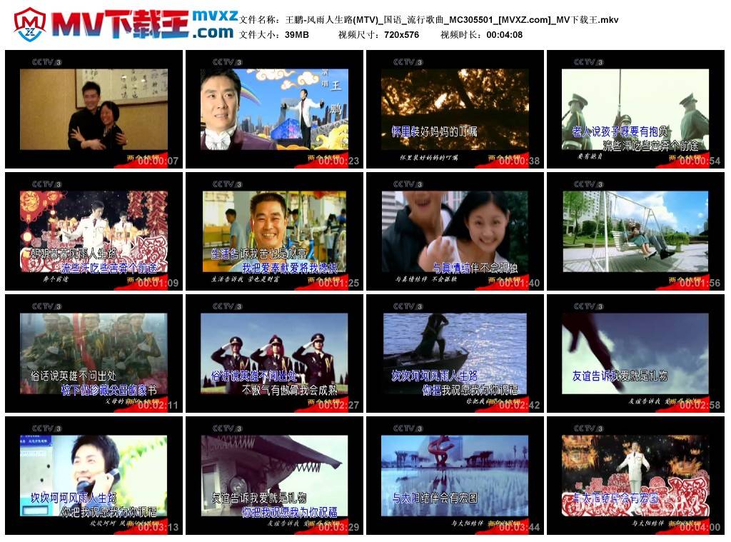 王鹏-风雨人生路(MTV)_国语_流行歌曲_MC305501